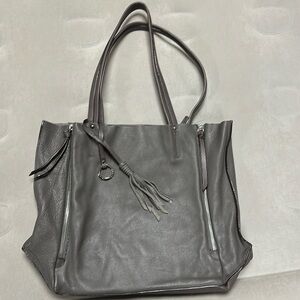 Sanctuary Large Leather Tote Gray Color, silver toned hardware